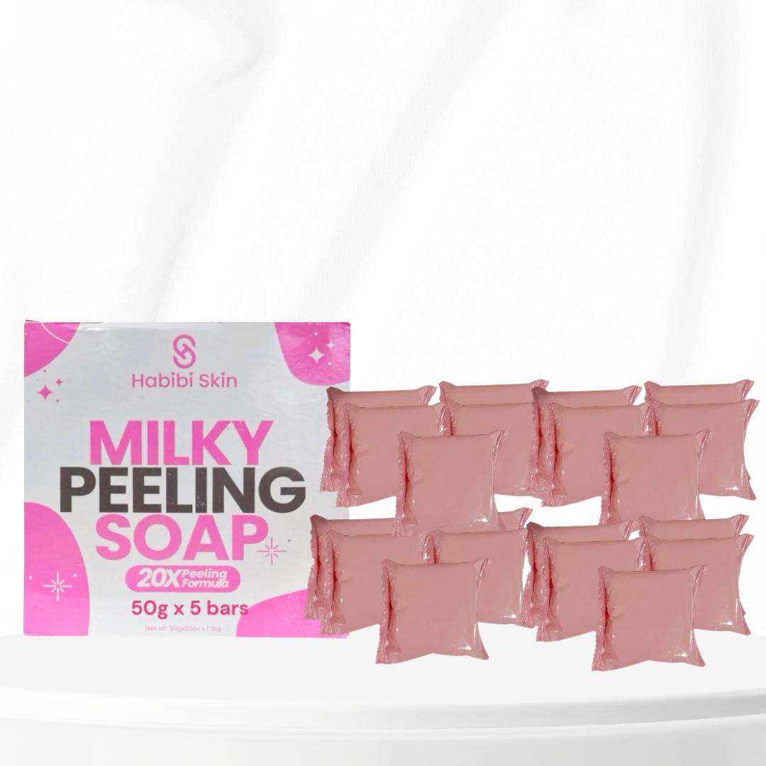 Habibi Skin Milky Peeling Soap 50g – Whitening, Exfoliating & Odor Control | With Milk Proteins, Glutathione & Kojic Acid