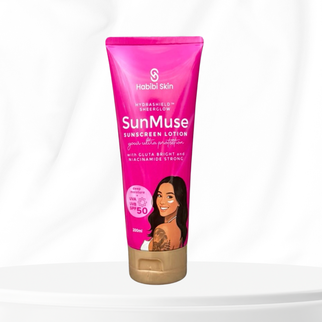 Habibi SunMuse Lotion SPF50 – Whitening, Hydrating & Sun Protection | Glutathione + Niacinamide Daily Body Lotion