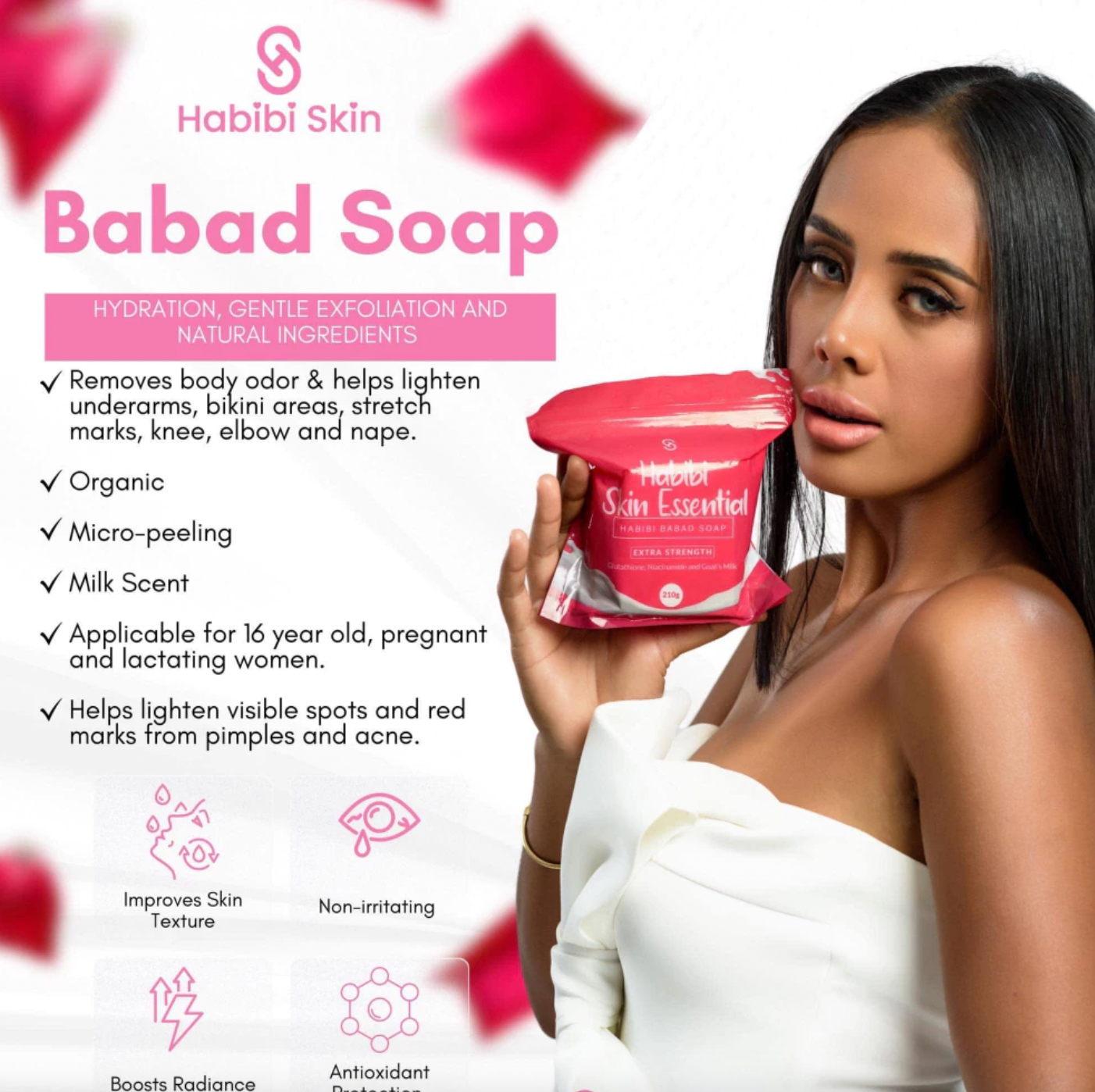 Habibi Skin Essentials Babad Soap – Whitening, Micro Peeling & Odor Control | Glutathione, Niacinamide & Goat’s Milk