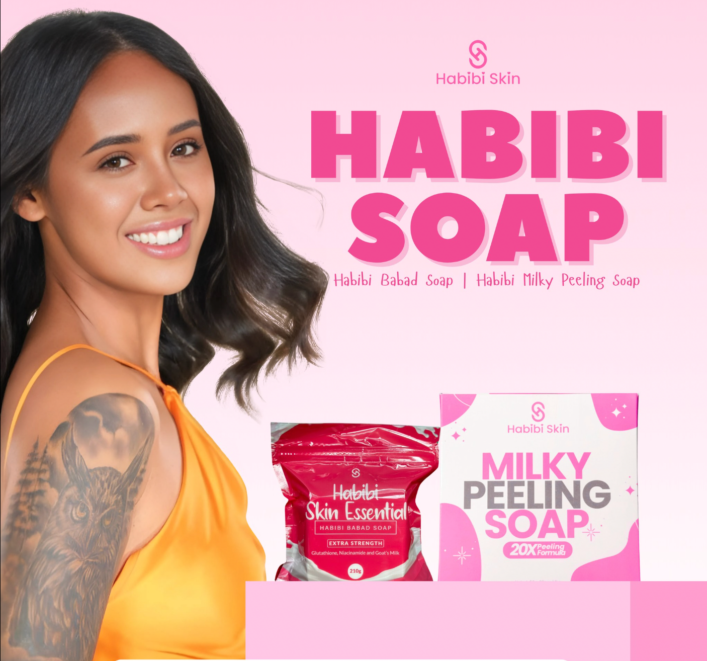 Habibi Skin Milky Peeling Soap 50g – Whitening, Exfoliating & Odor Control | With Milk Proteins, Glutathione & Kojic Acid
