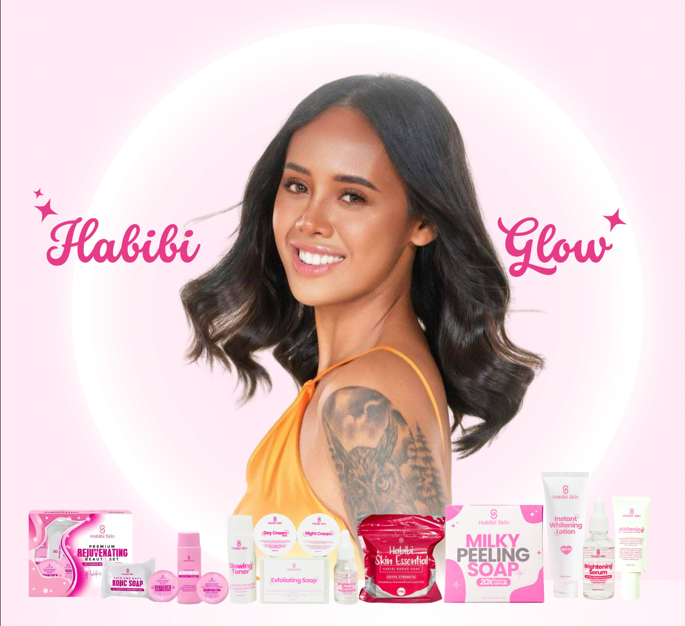 Habibi Skin Tinted Glow Sunscreen SPF50 – Broad Spectrum, Whitening & Oil Control | Daily Glow + Makeup Base (50g)