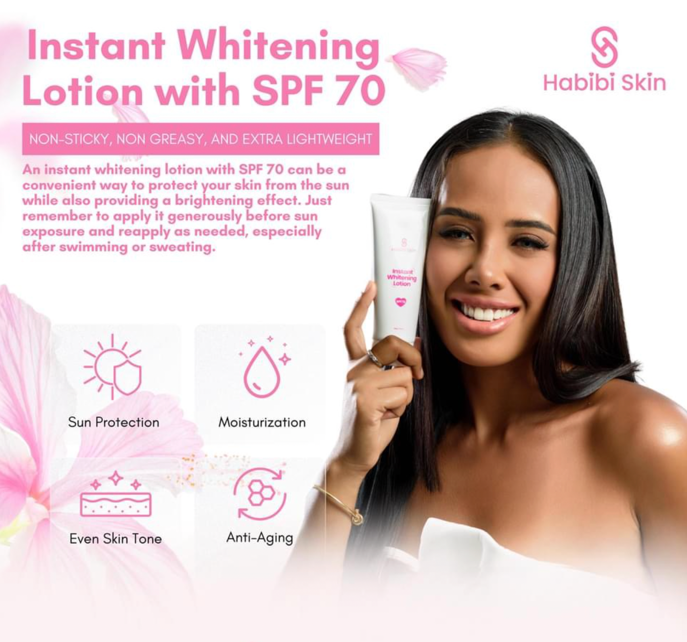 Habibi Skin Instant Whitening Lotion SPF70 – Brightening, Anti-Aging & Sun Protection